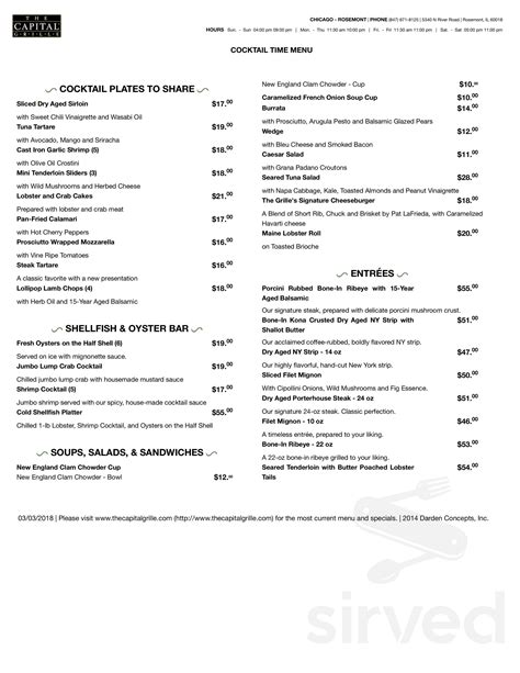 The Capital Grille menus in Rosemont, Illinois, United States