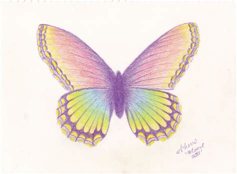 Butterfly Drawings With Color, Butterfly Kit, Butterfly Images, Colorful Drawings, Pencil ...