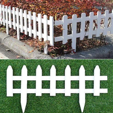 Buy 2 Pack Wood Picket Fence 23.6" Long Garden Lawn Border Edge Decoration Picket Fence,White ...