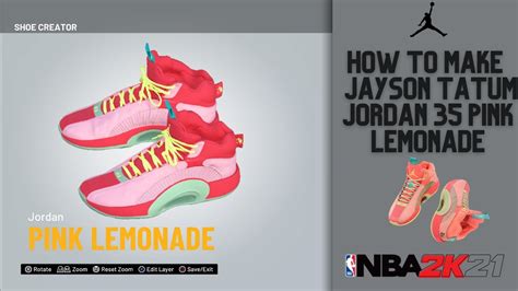 How to make Jayson Tatum's Jordan 35 Pink Lemonade in NBA2K21 - YouTube