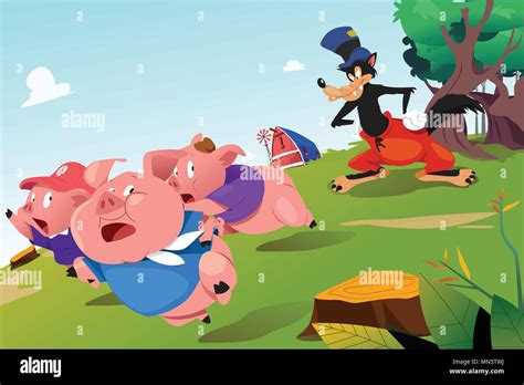 A vector illustration of Three Little Pigs and Scary Wolf Stock Vector Image & Art - Alamy