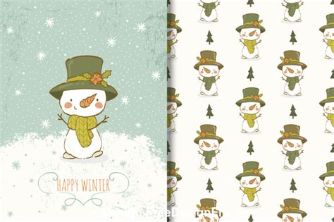 Cartoon snowman illustrations background vector free download