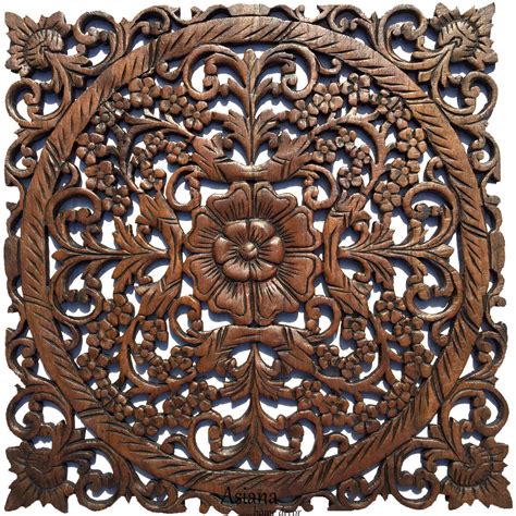 Oriental Carved Wood Wall Plaques.Unique Floral Wood Wall Art – Asiana Home Decor