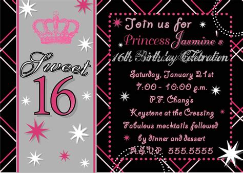 Sweet 16 Birthday Invitations Templates Free