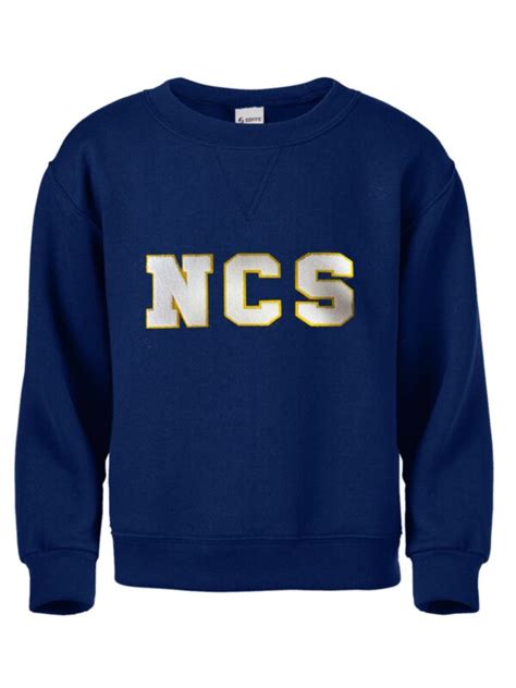 NAVY CREWNECK SWEATSHIRT WITH Nativity Catholic School CHENILLE LOGO – Michael's School Uniforms