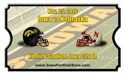 Iowa Hawkeyes vs Nebraska Cornhuskers Football Tickets | Nov. 25, 2016