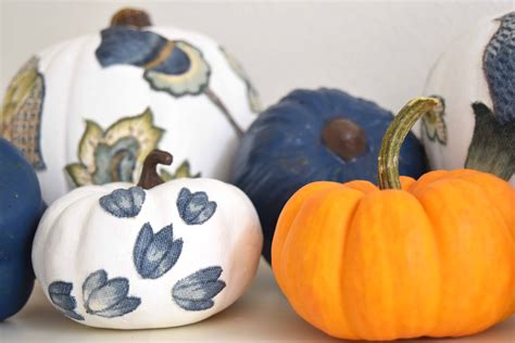 Beautiful Fabric Decoupage Pumpkins That Look Like They’re Hand-Painted | Once Again, My Dear Irene