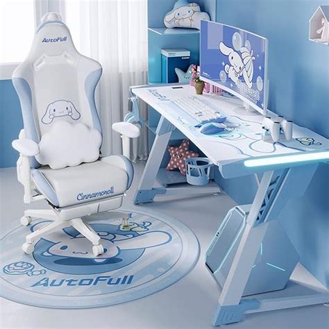 Amazon.co.jp: AutoFull(オートフル) Cinnamoroll(シナモロール) ゲーミングチェア ゲーミングデスクセット ...