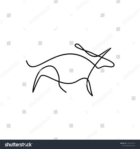 One Line Art Buffalo Vector Illustration Stock Vector (Royalty Free ...