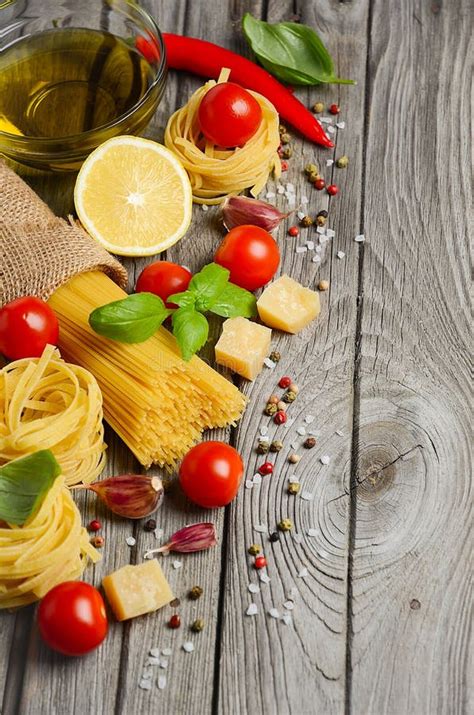 Pasta, Vegetables, Herbs and Spices for Italian Food Stock Photo ...