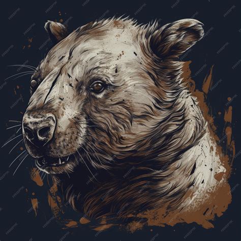 Premium AI Image | A bear with a brown face and a black background.