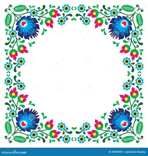 Polish Floral Folk Embroidery Frame Pattern Stock Vector - Image: 38988390