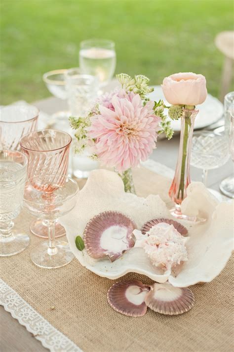 Reception Décor Photos - Seashell Wedding Centerpiece - Inside Weddings