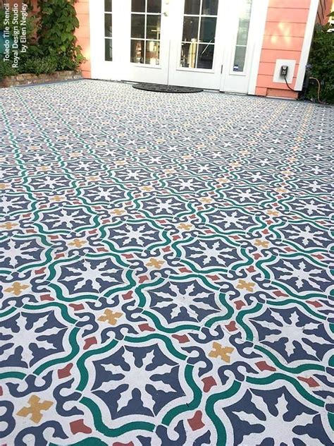 24 Budget Patio Floors using Paint Stencils, Tile Stencils, Floor Stencils | Paint concrete ...