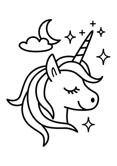 Dibujo para colorear la cabeza de un unicornio soñando. | Unicornio ...