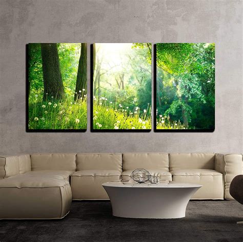 Wall26 - 3 Piece Canvas Wall Art - Spring Nature Beautiful Landscape ...