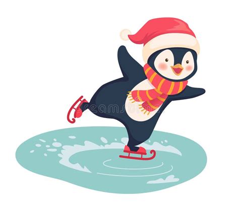 Penguin ice skating stock illustration. Illustration of clipart - 207820968