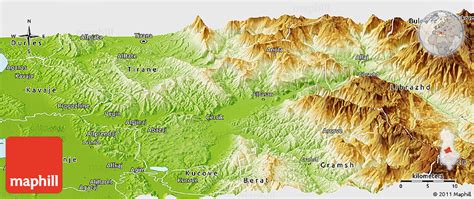 Physical Panoramic Map of Elbasan