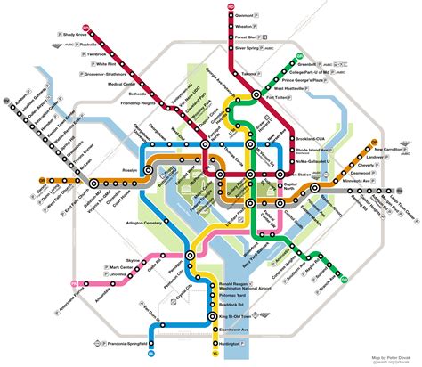 Conceptual WMATA map by Peter Dovak. Expanded DC Metro System with new subway tunnels ...