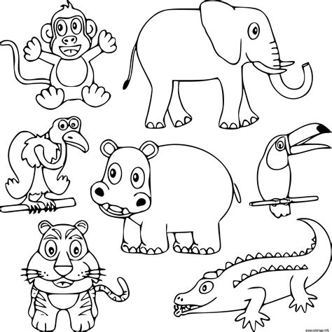 Coloriage animaux sauvages mignons pour enfants - JeColorie.com