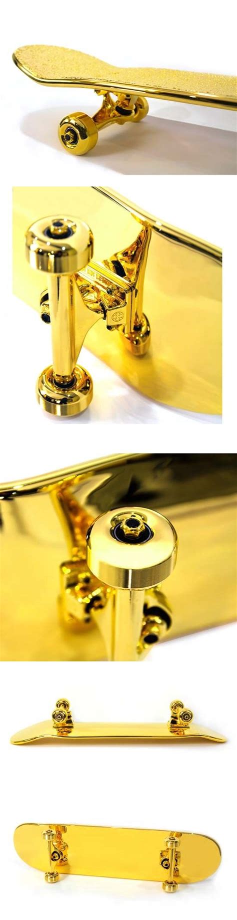 $15,000 USD Gold-Plated Skateboard By SHUT | Gold, Skateboard companies, Plating