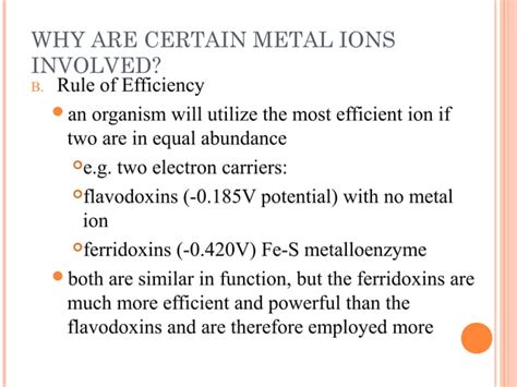 Role of metal ions