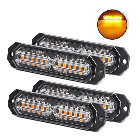 Buy Led Grille Lights for Trucks, 12 Amber Led, Emergency Surface Mount ...