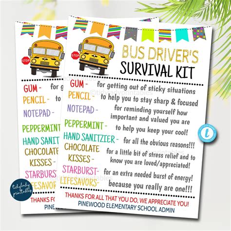 Bus driver s survival kit gift tags national bus driver appreciation ...