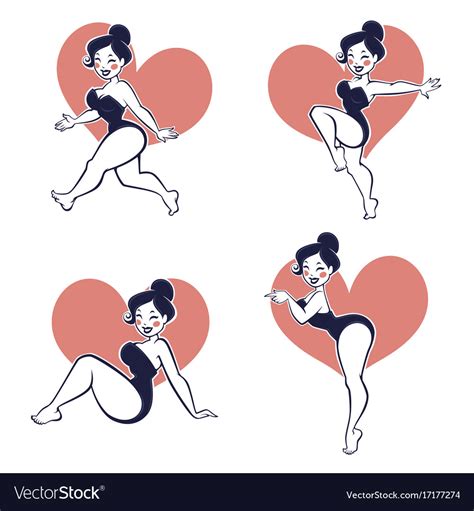 Funny cartoon pinup girls in different poses Vector Image