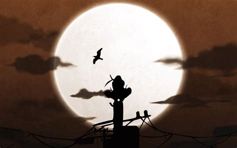 silhouette of man on pole illustration Naruto Shippuuden Uchiha Itachi #silhouette #Moon power ...