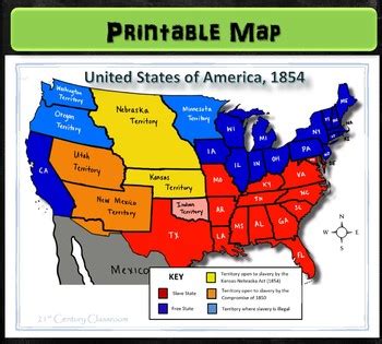 Map: Kansas Nebraska Act, 1854 by 21st Century Classroom | TpT