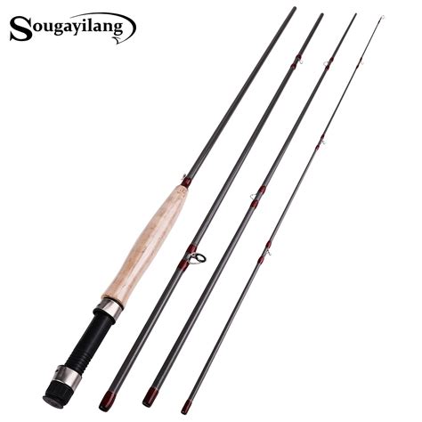 Sougayilang Fly Fishing Rod 5-sections Carbon Fiber Travel Fishing Rods ...