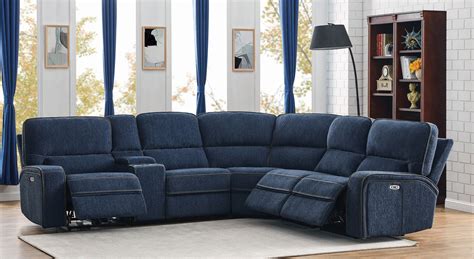 Coaster Dundee Navy Blue Sectional Sofa 603370PP | Sectional sofa with recliner, Power reclining ...