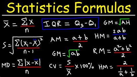Statistics - Formulas and Equations - YouTube