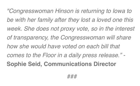 Ashley Hinson on Twitter: "Statement from the office of Congresswoman Hinson:"