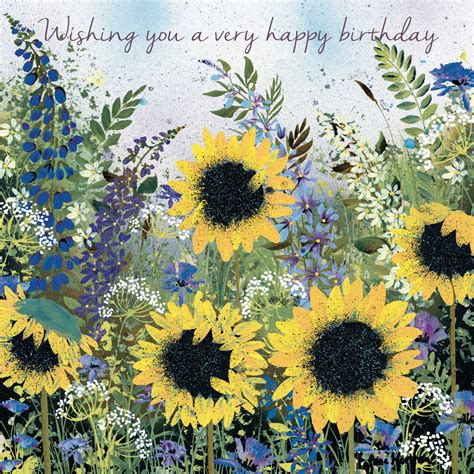 Sunflower Burst Happy Birthday Card by Jane Morgan - Cards and Gift Wrap