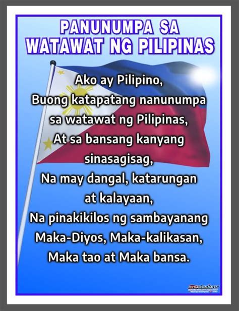 EDUCATIONAL TARPAULIN POSTER PANUNUMPA SA WATAWAT NG PILIPINAS 45X60CM | Lazada PH