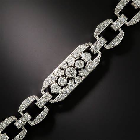 French Art Deco Platinum Diamond Bracelet - Antique & Vintage Bracelets - Vintage Jewelry