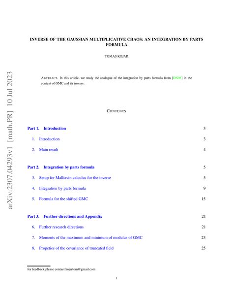 (PDF) Inverse of the Gaussian multiplicative chaos: an integration by ...