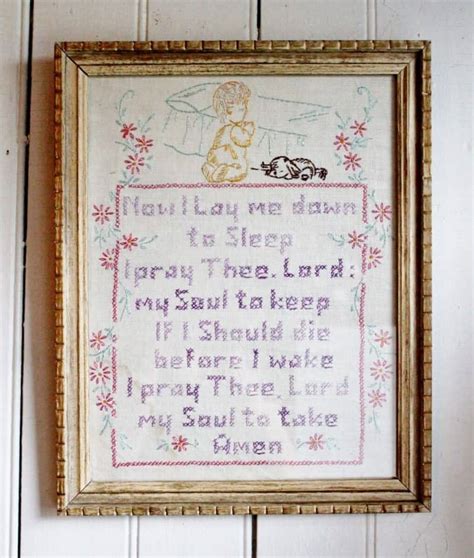 Vintage “Now I Lay Me Down to Sleep” Cross Stitch, Framed - campestre ...