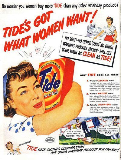 1950s advertisements often portrayed gender roles, such as the stay-at-home mom, to gear their ...