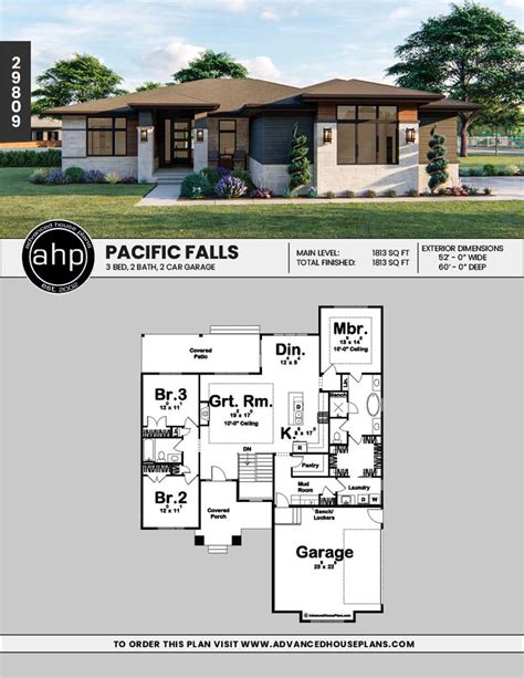 1 Story Modern Prairie House Plan | Pacific Falls | House plans, Prairie style houses, Prairie house