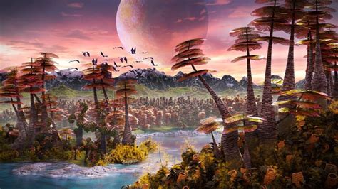 Alien Planet Landscape, Beautiful Forest the Surface of an Exoplanet ...