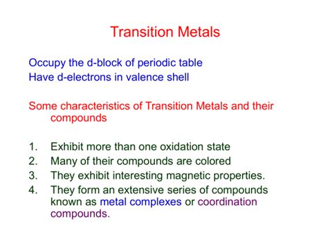 TRANSITION METALS