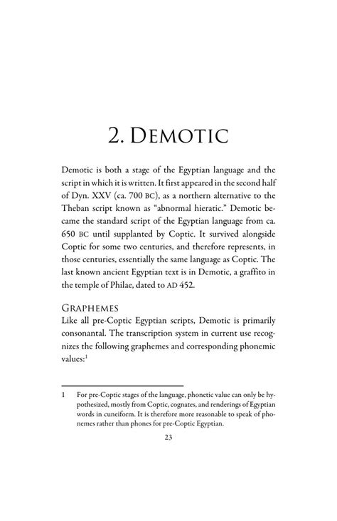 Demotic (Chapter 2) - Ancient Egyptian Phonology