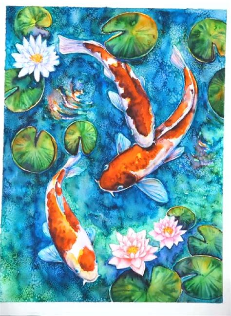 Koi fish pond | Painting art projects, Fish art, Canvas art
