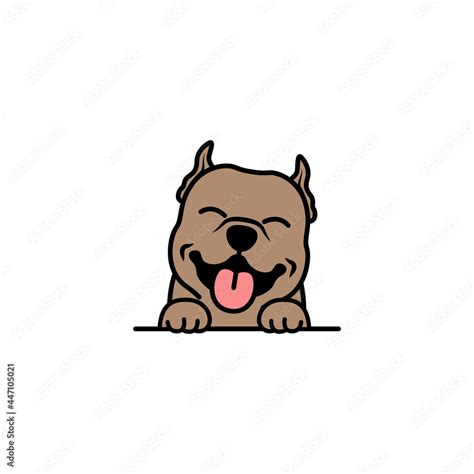 Cute pitbull dog smiling cartoon, vector illustration Stock Vector ...