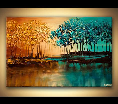 ORIGINAL Abstract Contemporary Blooming Trees Acrylic Painting