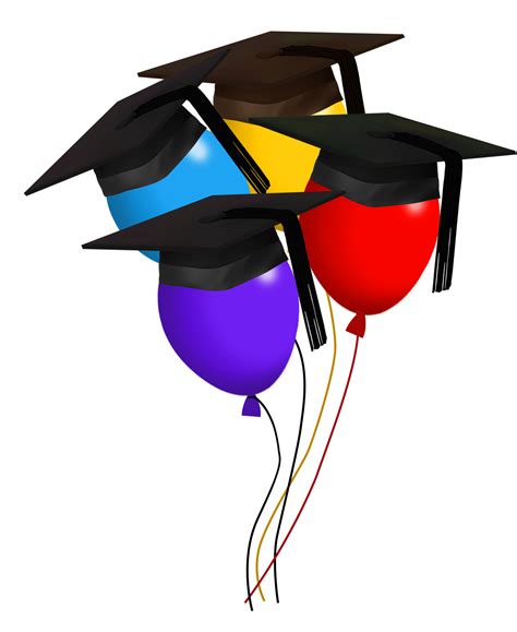 three balloons with graduation caps on them