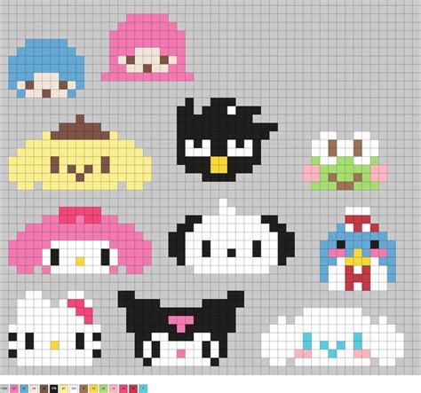 Sanrio Perler Beads (30+ Free Patterns) | Pixel art, Easy pixel art, Pixel art grid